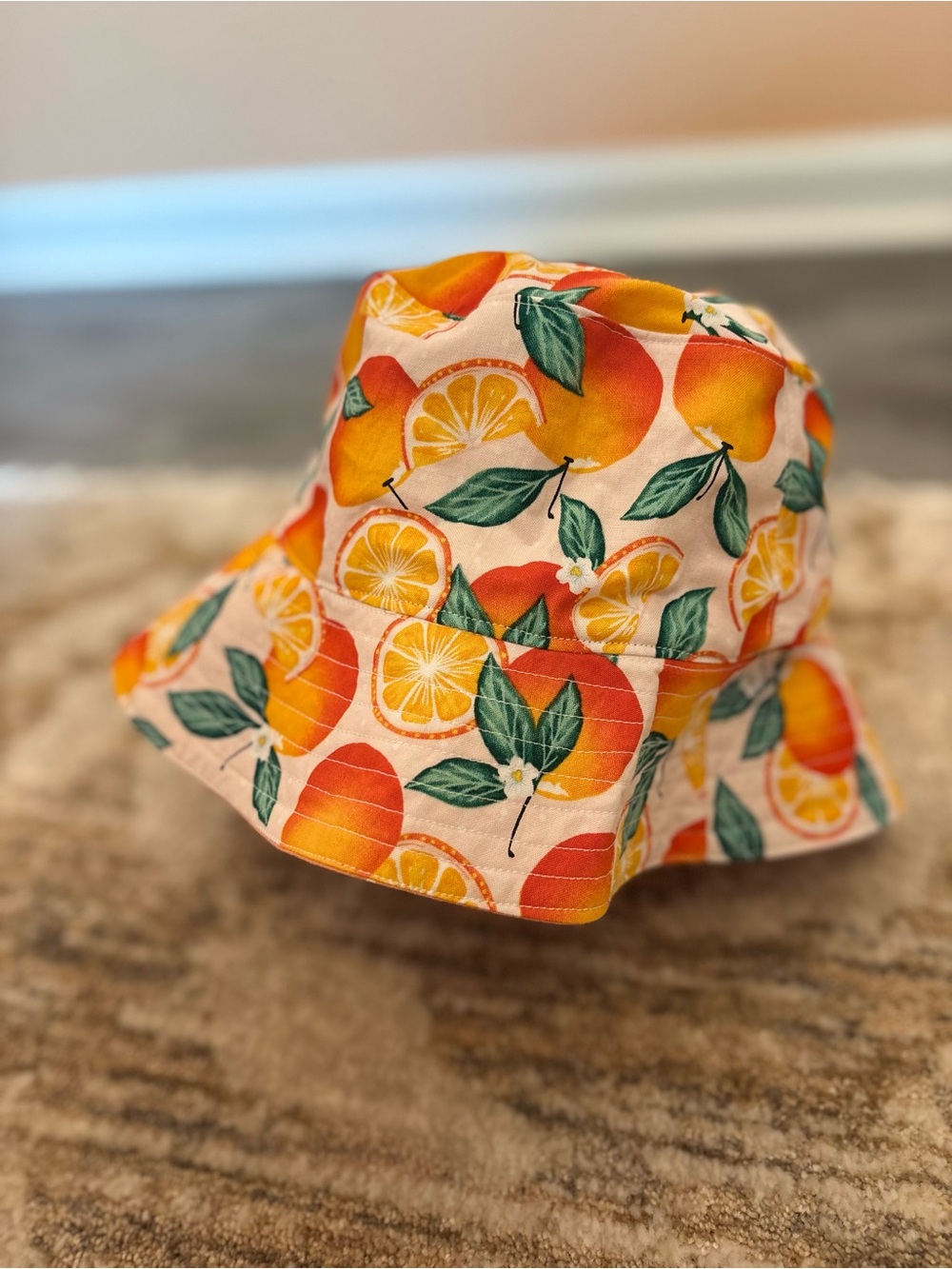 Orange Print Bucket Hat - Citrus Design